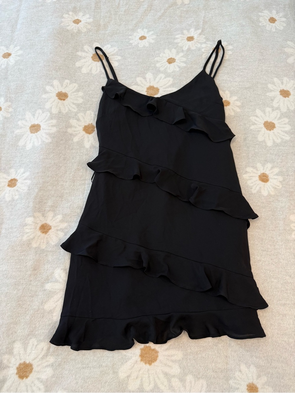 Le Lis Black Ruffle Mini Slip Dress